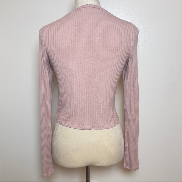 Reformation Jeans Ribbed Knit Long Sleeve Top in Dusty Pink Size Small - Picture 3 of 11